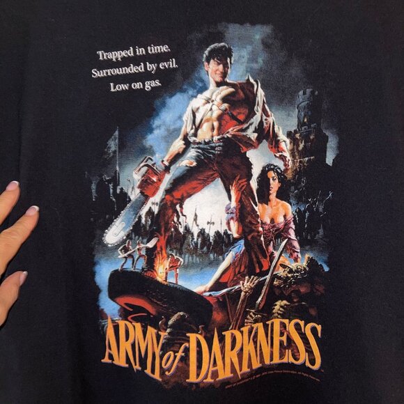 Mens Tee Shirt Size Large Black Army Of Darkness Trapped In Time Crew Neck - Picture 2 of 7